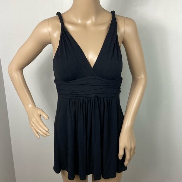 La Vie En Rose Y2K Babydoll Tunic Tank Black Nightgown Size Small Sleep Empire - Picture 8 of 8